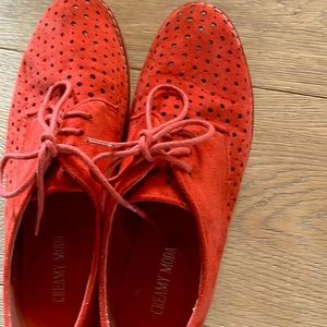Red suede casual fun shoes
